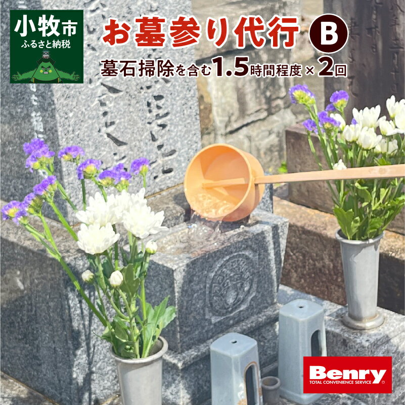 【ふるさと納税】お墓参り 代行 B 墓石 掃除 1.5時間 程度 × 2回 お参り 献花 献香 雑草 除去 処分 草抜き 清掃 お手入れ 水洗い 水拭き 汚れ落とし 代行サービス 和形墓石 洋型墓石 デザイン墓石 愛知県 小牧市