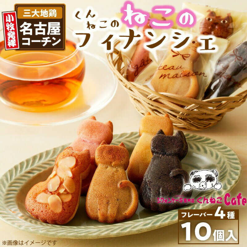 【ふるさと納税】くんねこ ねこのフィナンシェ 10個入り 名古屋コーチン プレーン ショコラ 紅茶 ラズベリー アーモンドパウダー 四葉バター デザート スイー...