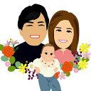 【ふるさと納税】デジタル似顔絵アイコン(3人胸から上)