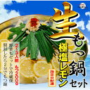 【ふるさと納税】【生もつ鍋フルセット】新登場!名物 国産牛もつ鍋 極塩レモン味 2〜3人前 野菜・ラーメン付き フルセット【指定日配達】【冷蔵便】