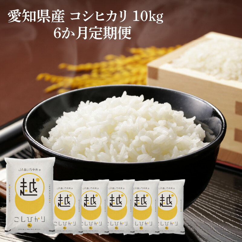 美味しさが自慢 愛知県産 コシヒカリ 毎月 10kg 6か月 定期便 米 白米 ごはん 生鮮食品 精米 あいち中央農業協同組合 深い味わい 粘り 芳醇な香り 美しい 美味しい お取り寄せ 愛知県 高浜市 送料無料