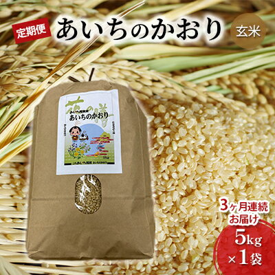 【ふるさと納税】【定期便】あいちのかおり（玄米5kg×3か月）　JAあいち尾東　【定期便・玄米 お米】