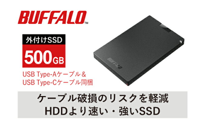 【ふるさと納税】SSD バッファロー 外付けSSD 500GB BUFFALO USB3.2（Gen1） ポータブルSSD TypeA＆C　【 タブレット PC パソコン 外付けドライブ 電化製品 家電 OA機器 】