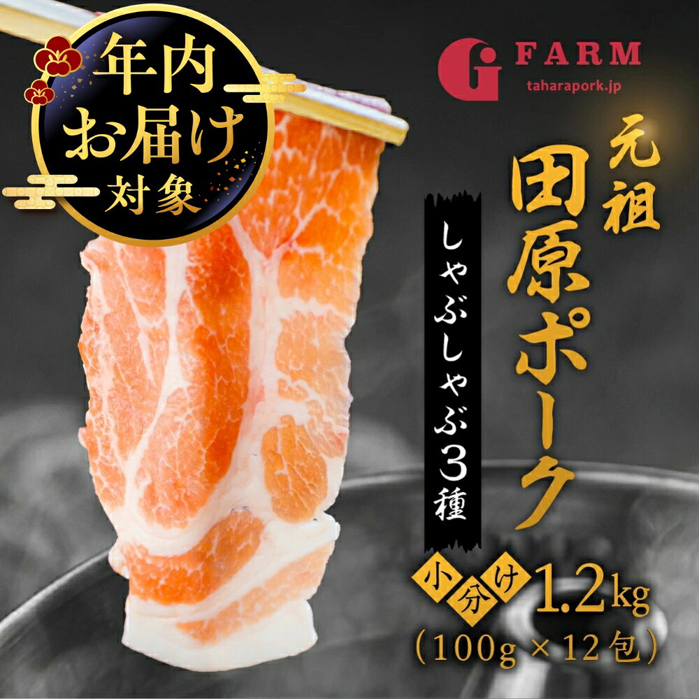 [年内発送]小分けが高評価☆4.93 Gファーム 豚肉 3種 1.2kg (100gずつ 小分け ) しゃぶしゃぶ用 ロース 肩ロース バラ 豚 肉 しゃぶしゃぶ ブランド豚 冷凍 田原ポーク 個包装 スライス 薄切り 豚しゃぶ ギフト 定期便 どうまい