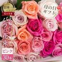 【ふるさと納税】【母の日】 バラ 花束 大輪 ピンク 30本 (40cm) ピンクミックス ブーケ 薔薇 ローズ 生花 母の日 遅れてごめんね 日時指定可 観賞用 プレゼント 花 ギフト 誕生日 植物 フラワー 土壌栽培 産地直送 田原市 人気 切り花 切花 15000円