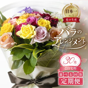 【ふるさと納税】定期便 3回 /6回 /12回 バラとグリーン 花束 30本 ご自宅用 バラ 薔薇 (訳あり 規格外 おまかせ)ローズ 日時指定可 花束ギフト プレゼント 贈り物 贈答用 自分用 誕生日 植物 花 フラワー フラワー 3ヶ月 /6ヶ月 / 12ヶ月