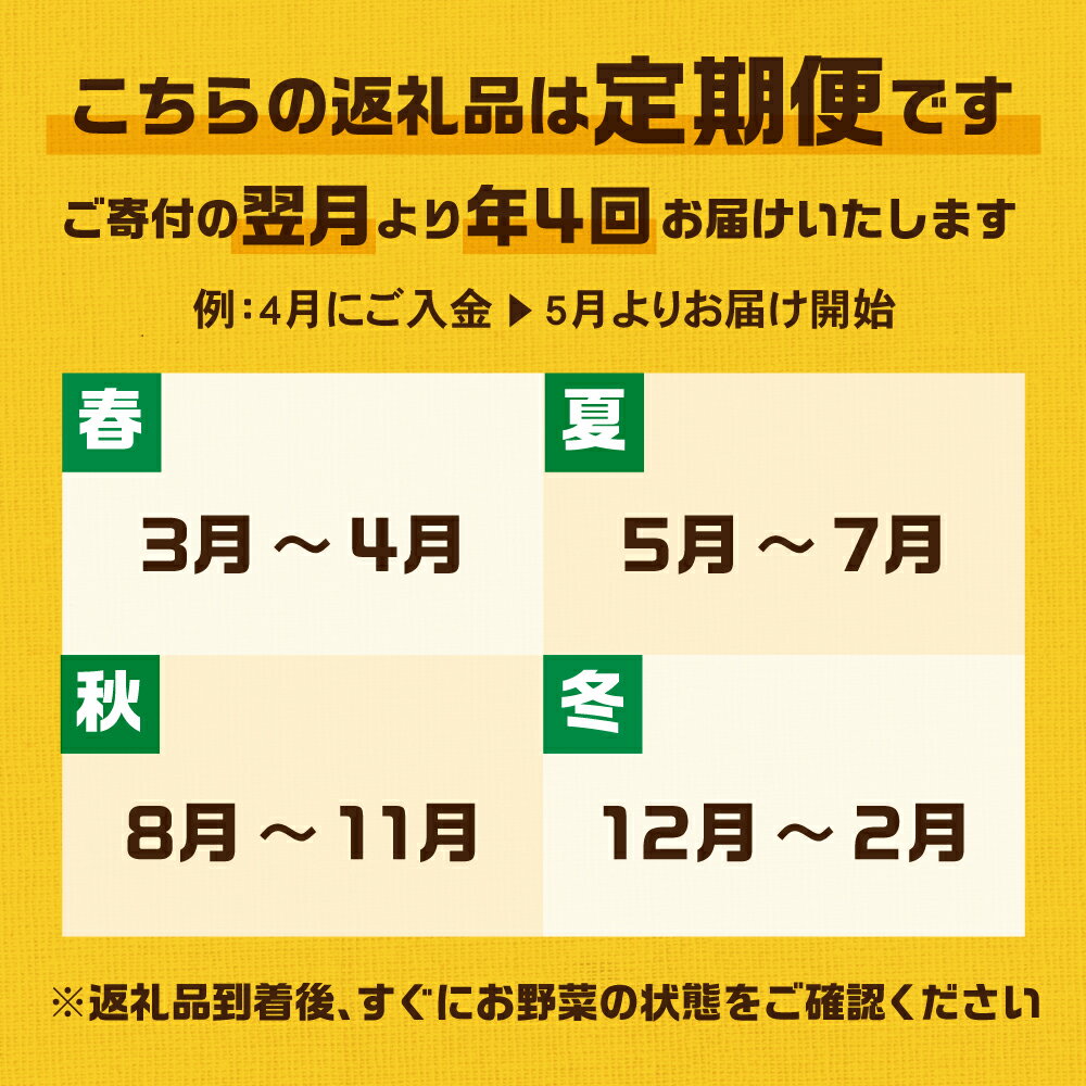 【ふるさと納税】金賞受賞 旬彩野菜セット 4回 定期便 旬の野菜 7品目以上 レシピ付き お届け 国産 新鮮 農薬不使用 化学肥料不使用 野菜ソムリエ 旬の目利き 高評価 安心 安全 農家直送 直送 産地直送 こだわり野菜 送料無料 6万円 60000円