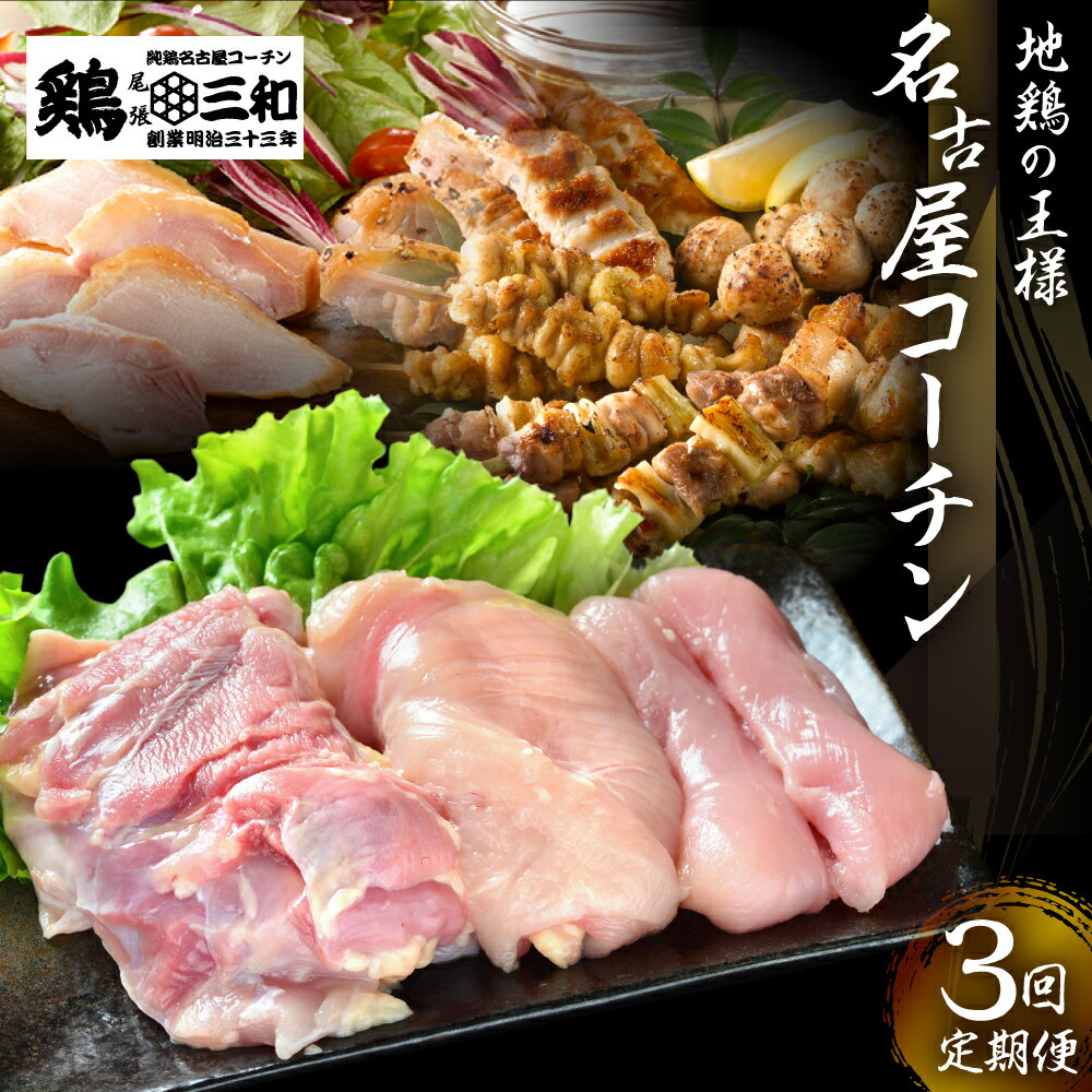 【ふるさと納税】定期便 鶏三和 三和の純鶏 名古屋コーチン 3回お届け 正肉セット 焼鳥セット ハムセット 精肉 焼鳥 燻製ハム 鶏肉 地鶏 鳥肉 さんわ チキン もも肉 むね肉 ささみ ステーキ 肉 渥美半島 田原市 どうまい