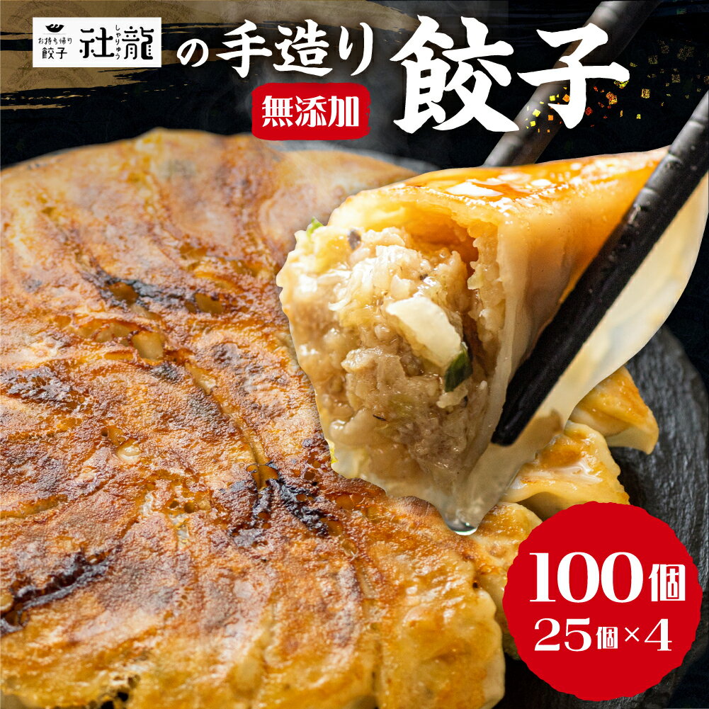 【ふるさと納税】訳あり 無添加 手造り 餃子 100個入 社龍 絶品 こだわり タレ付き 国産 鍋 のトッピング 送料無料 おかず お弁当 冷凍食品 ぎょうざ ギョウザ お歳暮 送料無料 簡易包装 小分け お手軽 簡単調理 にんにく 有名店 二万円 20000円