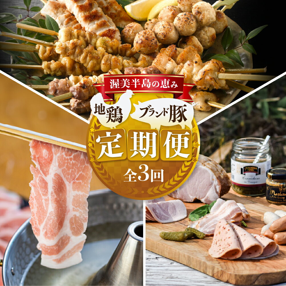 【ふるさと納税】渥美半島の恵み 地鶏 ブランド豚 定期便 全3回 ( 名古屋コーチン / しゃぶしゃぶ / ハム ) 惣菜 3ヶ月 地鶏 ブランド豚 簡単調理 贅沢 高級 本格 料理 ブランド 冷蔵 冷凍 冷凍食品 高評価 お楽しみ 人気 愛知県 3万円 30000円