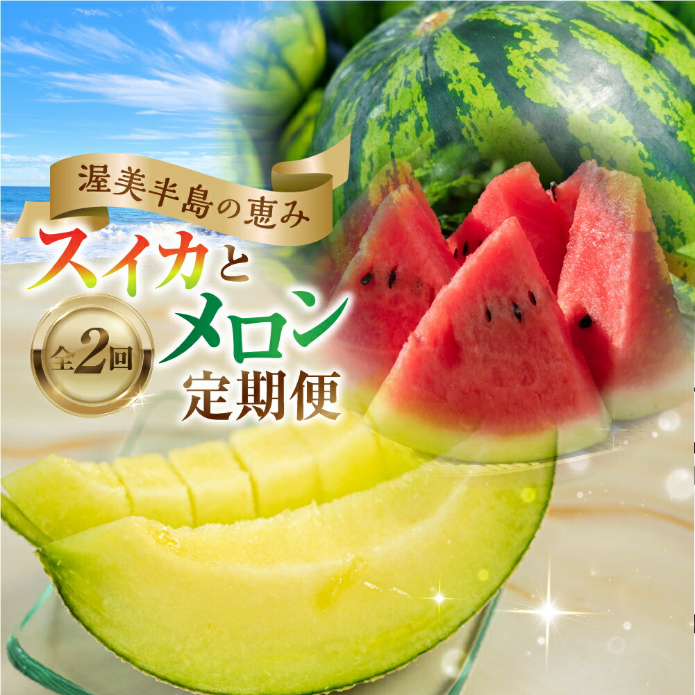 先行予約 渥美半島の恵み スイカ&メロン定期便 2回 数量限定 渥美半島 田原市 お取り寄せ 産地直送 フルーツ 果物 マスクメロン どうまい