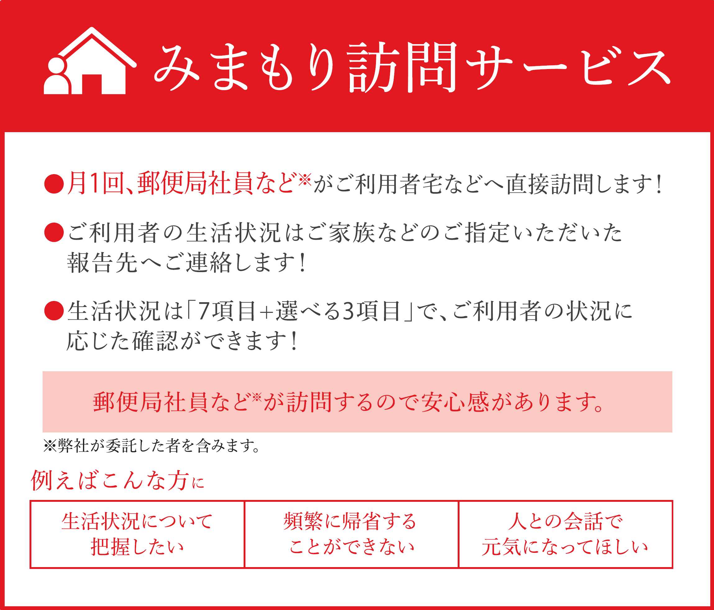 【ふるさと納税】みまもり訪問サ－ビス（3か月）【日本郵便株式会社】[AECG001]