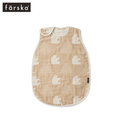 【ふるさと納税】farska ファルスカ 6重ガーゼ スリーパー キッズ モリノクマ-ティーブラウン【1742151】