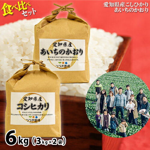 愛知県産コシヒカリ&あいちのかおり食べ比べセット(合計6kg)/ お米 白米 精米 こしひかり ごはん 送料無料 愛知県