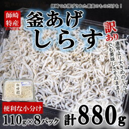 【ふるさと納税】 訳あり 釜揚げ しらす 880g ( 110g × 8 パック ) 小分け 減塩 無添加 無着色 冷凍 愛知県 南知多町 ご飯 ごはん 丼 国産 料理 人気 おすすめ 【配送不可地域：離島】