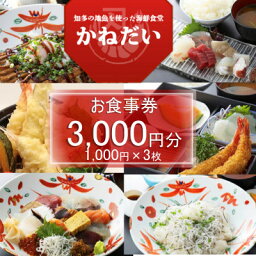 【ふるさと納税】南知多の地魚を使った海鮮食堂 かねだいのお食事券 3,000円【1459535】