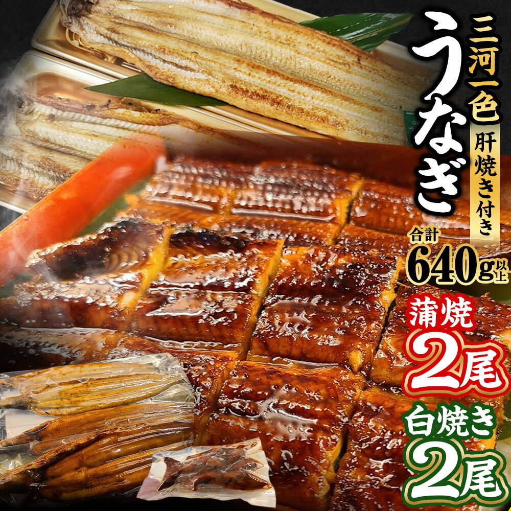 三河一色 うなぎ蒲焼 2尾 白焼 2尾 合計640g以上 (肝焼き付き) うなぎ 鰻 ウナギ 蒲焼 蒲焼き 肝焼き 白焼き 国産 愛知県産 冷凍 送料無料