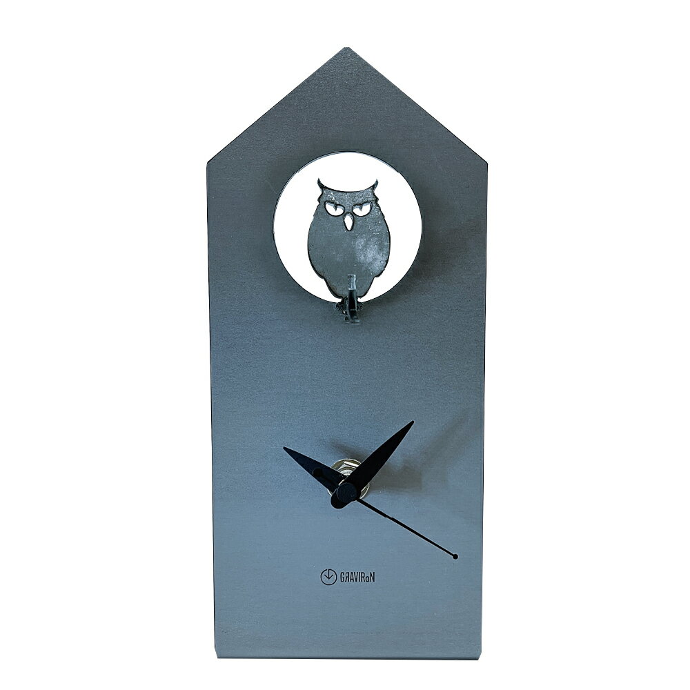 GRAVIRoN Bird Clock 置き時計 ミミズク 酸洗鉄 時計 置時計 アナログ おしゃれ インテリア 小型 卓上 雑貨 アンティーク 送料無料