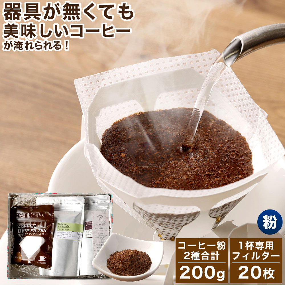 コーヒー粉&フィルター付きお試しスターターセット 粉 100g×2袋 1杯専用 コーヒーフィルター 20枚入り コーヒー 珈琲 スペシャルティコーヒー 2種 セット 送料無料