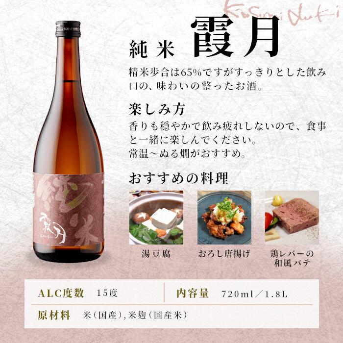 【ふるさと納税】 「霞月」 純米 720ml 1.8L 15％ 関谷醸造 蓬莱泉 ほうらいせんお酒 日本酒 酒 純米酒 コメ 米 お米 アルコール おすすめ お取り寄せ プレゼント 贈答 贈り物 ご自宅用 宅飲み 愛知県 設楽町 霞月 -131