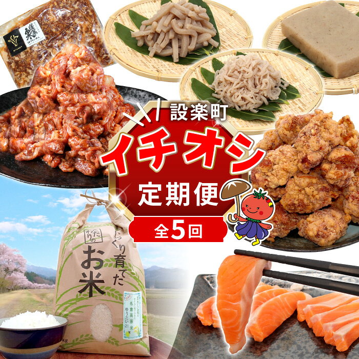 《全5回 定期便》 設楽町 イチオシ★定期便 バラエティ セットお肉 サーモン お米 こんにゃく カルビ 唐揚げ 牛肉 肉 米 簡単調理 愛知県 設楽町-303