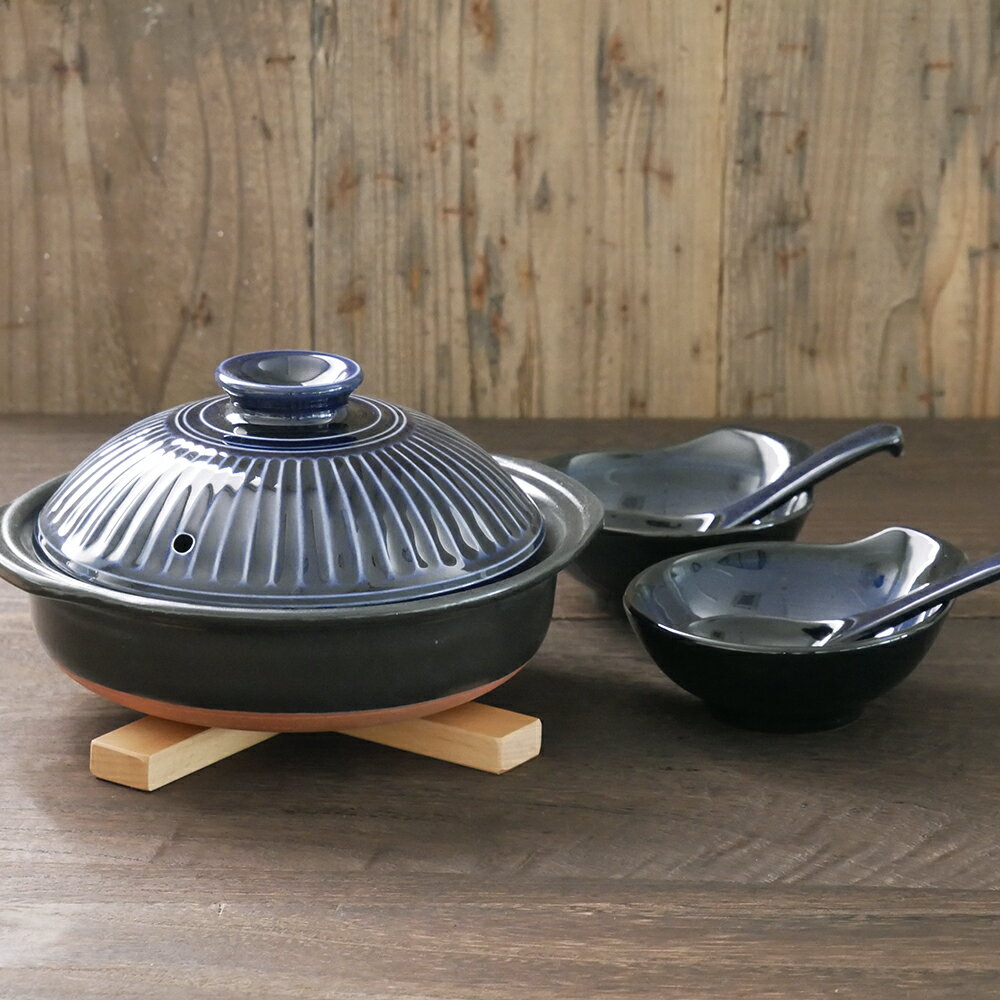 【ふるさと納税】【萬古焼（ばんこやき）】菊花瑠璃釉7号セラミック加工IH土鍋セット 土鍋 鍋 鍋料理 セラミック セラミック加工 7号 IH IH対応 三重県 四日市市 四日市