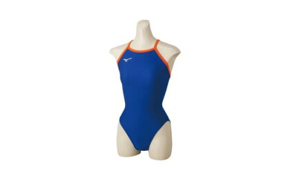 ミズノ　30　競泳練習水着EXER SUITS（ウィメンズミディアムカット）ブルー×オレンジ　ジュニアサイズ130