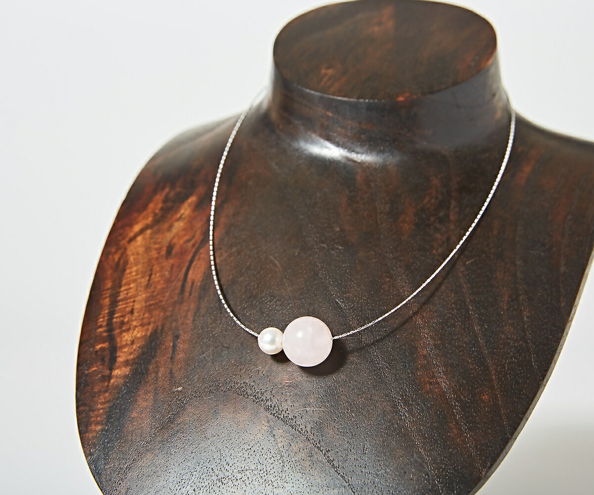 1901 OMAMORI JEWELRY あこや真珠8mm 夫婦岩チョーカーSV925 紅水晶・ローズクォーツ 伊勢とこわかや OMAMOTIJEWELRY 真珠 夫婦岩チョーカー お守り あこや真珠 8mm玉 天然石