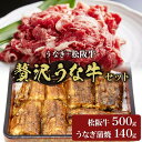 豪華！松阪牛(500g）と鰻（一尾140g）の贅沢うな牛セット ＜数量限定＞国産 うなぎ ウナギ 蒲焼 お茶漬け 茶漬 うな茶 タレ小間切れ肉 こま切れ こま切れ肉 松阪牛 松坂牛 牛肉 ブランド牛 高級 和牛霜降り