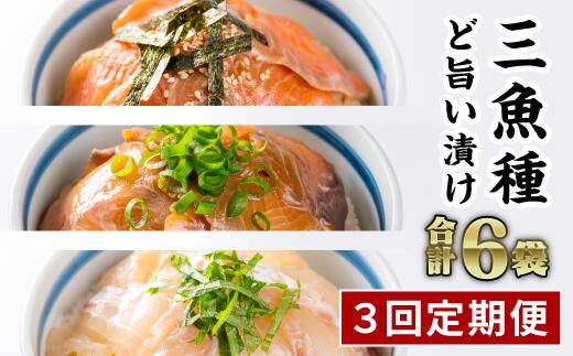 [定期便3回]3種の魚の漬け丼 食べ比べセット(計6袋セット × 3回)