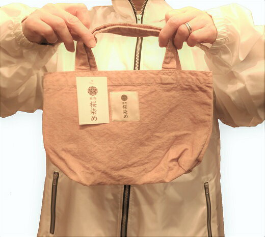 【ふるさと納税】 熊野桜染め ミニトートバッグ キャンバス地 新種の桜 クマノザクラ ランチバック 約4L