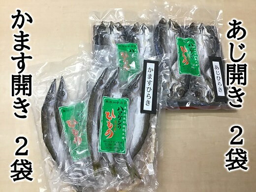 【ふるさと納税】ハマケン水産 あじ開き・かます開き2種セット☆G 各2袋の少量セット