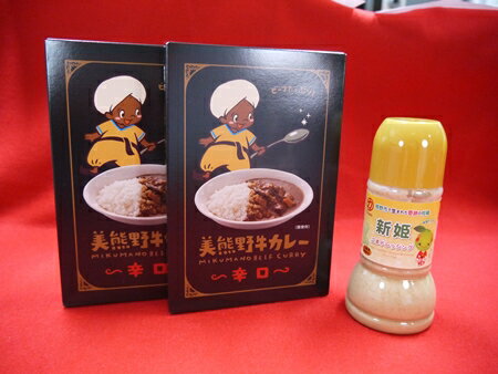 【ふるさと納税】コクとスパイスのきいた本格カレー♪【美熊野牛カレー(辛口)2個と新姫ごまドレッシング1本】