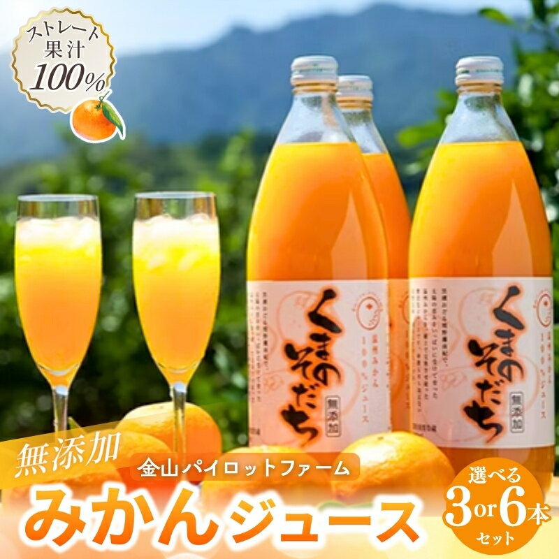 【ふるさと納税】 みかんジュース 無添加 果汁100% 「くまのそだち」 1L 3本 6本 選べる本数 みかん ミカンジュース 飲料 ソフトドリンク ストレート...