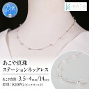 【ふるさと納税】 真珠 アクセサリー ネックレス パール 3.5mm 以上 4mm 未満 アコヤ真珠 ジュエリー カジュアル 普段遣い おしゃれ ピンクゴールド / あこや真珠ステーションネックレス K10PG
