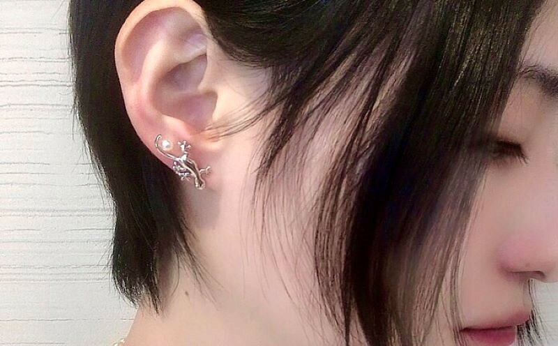 【ふるさと納税】 真珠 ピアス アクセサリー 4mm シルバー パール 男女兼用 ユニセックス あこや あこや真珠 アコヤ真珠 普段使い カジュアル おしゃれ アコヤ貝 伊勢志摩 伊勢 志摩 開運 幸運 金運 人気 おすすめ / ヤモリ 「家守」 ピアスの商品画像 3