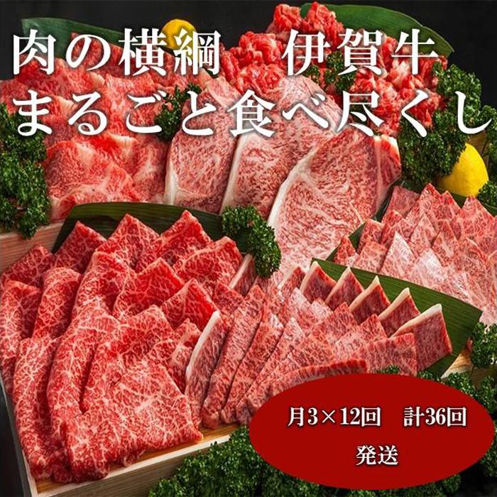 【ふるさと納税】【月3×12回　計36回発送】肉の横綱　伊賀牛まるごと食べ尽くし