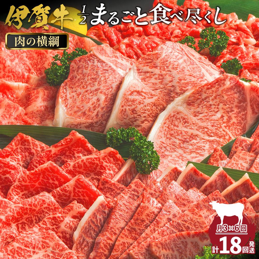 【ふるさと納税】【月3×6回 計18回発送】肉の横綱 伊賀牛1/2まるごと食べ尽くし