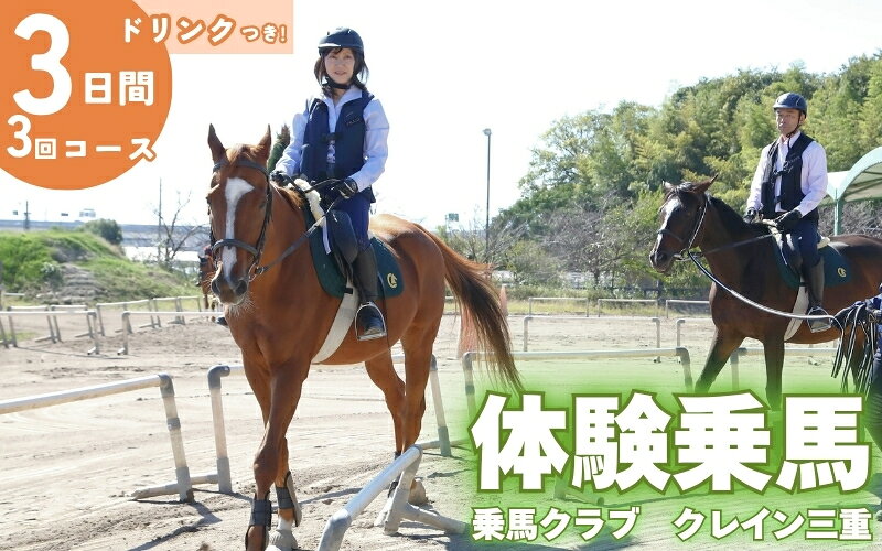 【ふるさと納税】体験乗馬3日間3回コース(ドリンク付)