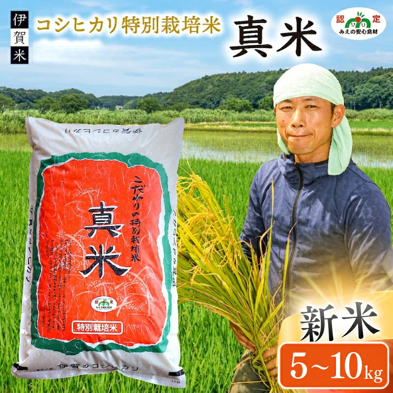 米 伊賀米(選べる!)[伊賀米コシヒカリ特別栽培米「真米」白米 ]伊賀米コシヒカリ特別栽培米「真米」白米 [5kg〜10kgから選べます]/「みえの安心食材認定米! 大粒!モチモチ!つやつや! 」米 伊賀米 コシヒカリ 精米 送料無料 三重県伊賀市
