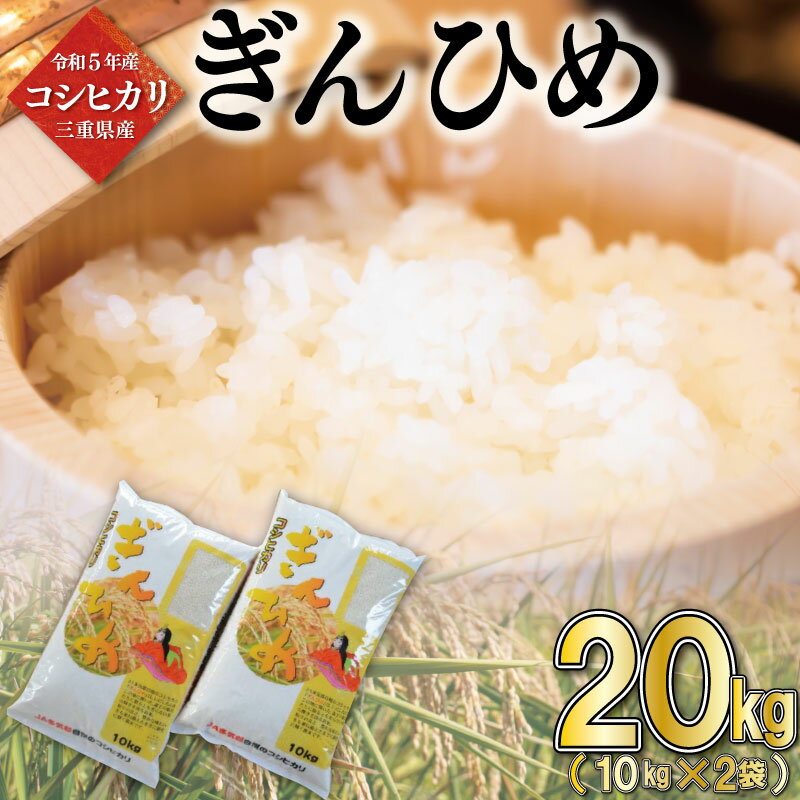 三重県産 コシヒカリ ぎんひめ 精米 10kg×2袋 ( 合計 20kg ) ふるさと納税 ふるさと 米 コメ こめ おこめ ギフト プレゼント 贈答 贈り物 御祝い お祝い返礼品 人気 お取り寄せ 三重米 お米 新米 白米 ブランド米 ふるさと納税 ふるさと 国産 JA