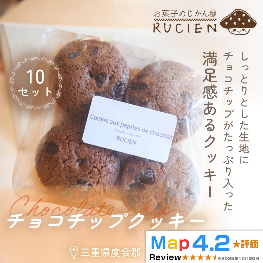 54位! 口コミ数「0件」評価「0.0」【濃厚チョコチップたっぷり】チョコチップクッキー 10個セット ／ チーズケーキ ケーキ スイーツ 焼き菓子 洋菓子 ギフト 贈り物 プレゼント 三重県 度会郡度会町