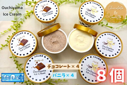 （冷凍） 大内山ミルク村 大内山アイスクリーム チョコレート 4個 バニラ 4個 セット ／ 大内山酪農アイス 大内山 乳製品 アイス デザート スイーツ 大紀ブランド 三重県 大紀町