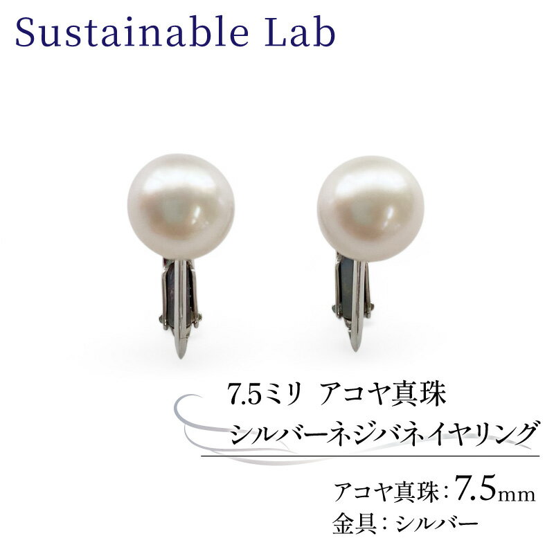 【ふるさと納税】 真珠 イヤリング 7.5mm SV シルバー アコヤ真珠 アクセサリー ファッション akoya パール フォーマル カジュアル プレゼント ギフト 贈り物 贈答品 お祝い 誕生日 記念日 冠婚葬祭 国産 三重県 伊勢 志摩 南伊勢町 / パールシルバーネジバネイヤリング7.5mm