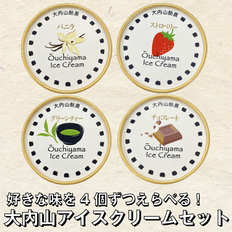 14位! 口コミ数「0件」評価「0」選べる大内山アイスクリーム4個ずつセット（2種×4個セット） アイス アイスクリーム バニラ チョコ ストロベリー グリンティ チョコレート･･･ 