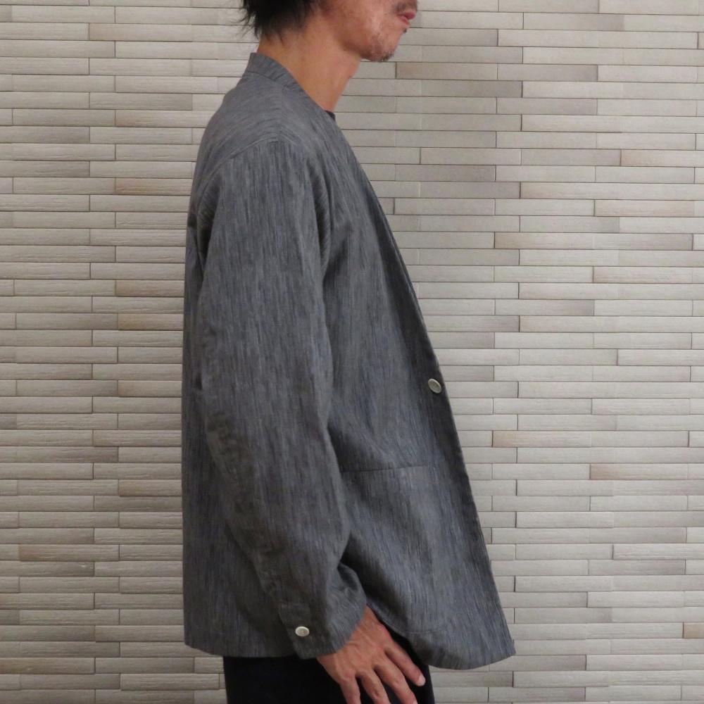 【ふるさと納税】【和心衣・ワゴロモ】高島ちぢみの メンズ ノーカラー 羽織 ジャケット【サイズ・色ご選択ください】