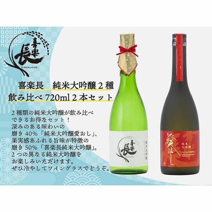 喜楽長 純米大吟醸2種飲み比べ720ml 2本セット | 楽天ふるさと 納税 返礼品 お礼の品 滋賀 滋賀県 酒 お酒 アルコール飲料 お取り寄せ ご当地 家飲み 純米酒 純米大吟醸酒 美味しい おいしい 地酒 日本酒 飲み比べ 飲み比べセット セット おうち時間