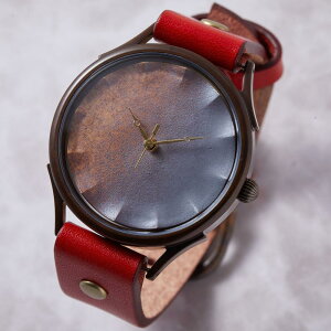 【ふるさと納税】陶器 【信楽焼】で作る腕時計 大切に愛用したい「伝統工芸品」 文字盤：茶 ベルトカラー：赤 WJ010X 茶-赤