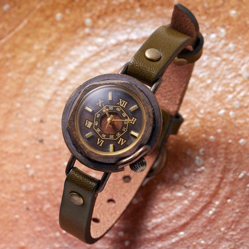 19位! 口コミ数「0件」評価「0」天然樹木【ウォールナット】と八角形デザインの文字盤が可愛い腕時計　Sサイズ　ベルトカラー：オリーブ　WB007S W4-オリーブ | 時計 ･･･ 