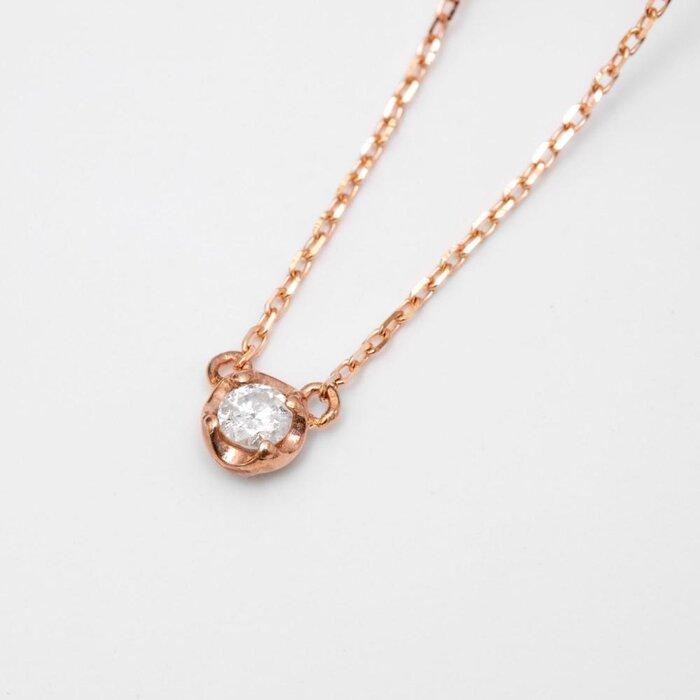 【ふるさと納税】【K10ピンクゴールドダイヤモンドネックレス】大人気 コロンと可愛い4点留めデザイン 長さ40cm KN01029P / 金 ゴールド ダイヤ ...